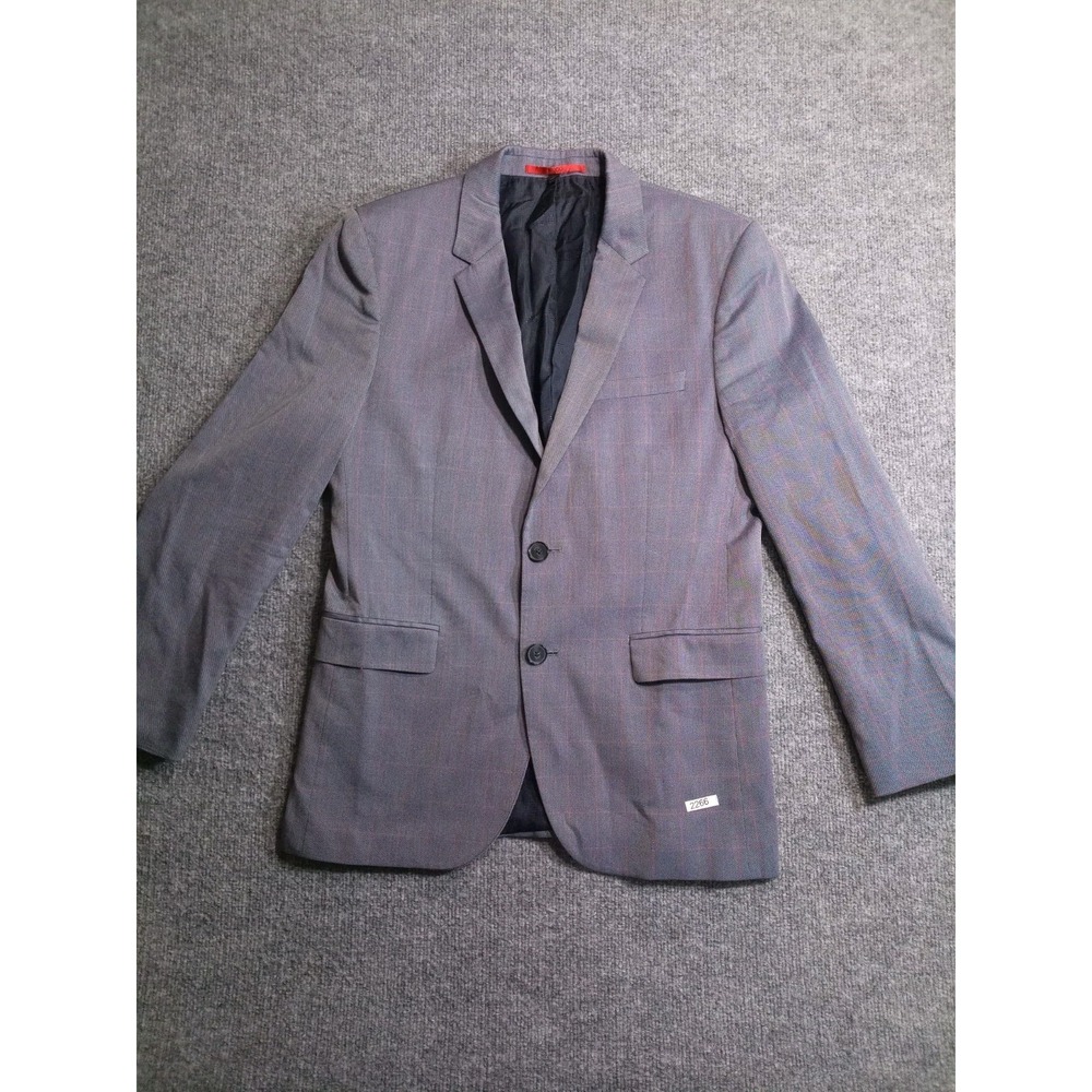 HUGO Hugo Boss Mens 38R Blue Windowpane Sport Coat Blazer Two Button Slim Fit